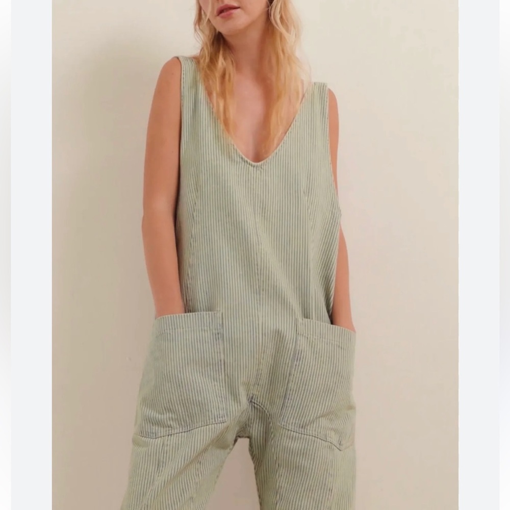 Free People High Roller Railroad Jumpsuit